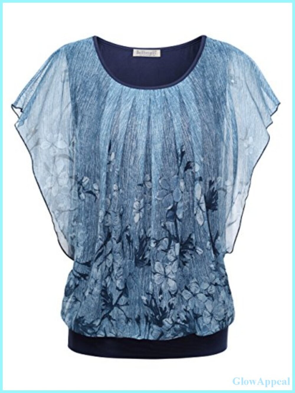 Women's Short Sleeve Blouse, Pleated Mesh Top, Dressy Casual